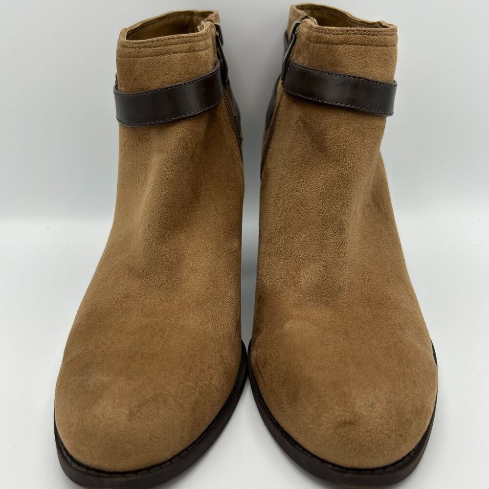 Liz Claiborne Flex Form Womens 11M Brown Faux Suede Ankle Boots Western Buckle - Picture 3 of 11